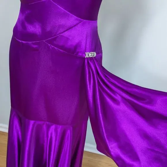 Vintage Prom Dress Maxi Ball Gown 4 Purple Y2K Glam Flirt Sottero Strapless Hoco